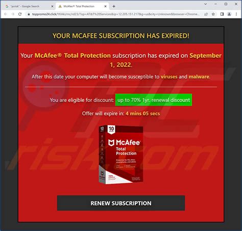 mcafee@playstar|Beware! That McAfee “Subscription Has Expired” Pop.